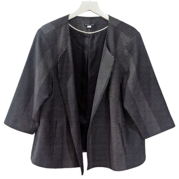 Eileen Fisher Womens S Woven Pattern Round Neck Open-Front Blazer 3/4 Sleeves - Picture 2 of 10
